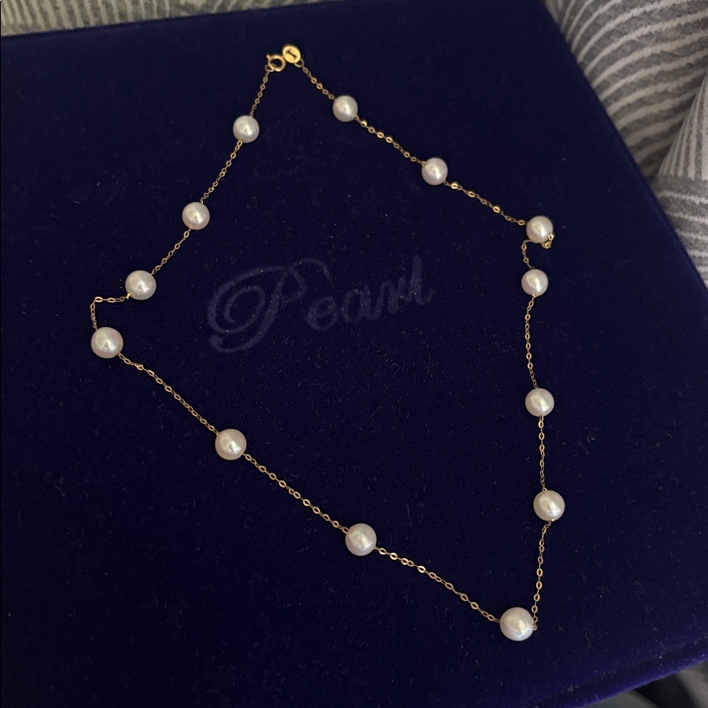 18K Gold starry Pearl Necklace - real sea pearls